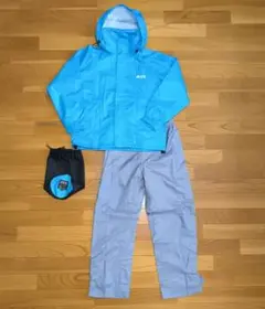 【LOGOS】キッズ レインウェア 上下セット 150 ブルー 収納袋付のサムネイル