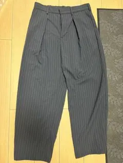 GU ジーユー メンズ タックワイドパンツ スラックス ストライプ ネイビー S