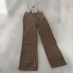 チェック柄サスペンダー付き長ズボン　120cm polo