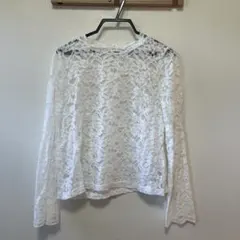 LOWRYS FARM ホワイト レース 長袖シャツ M