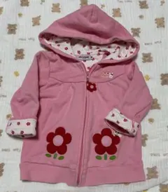 ピンク フラワー刺繍 フード付きトレーナー　ミキハウス