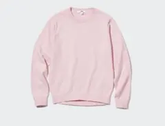 ウォッシュブルコットンクルーネックセーター ピンク