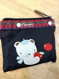 ファミリア　レスポコラボ　カラビナ付きポーチ✨赤チェック