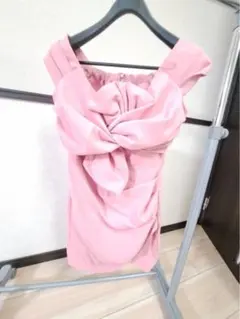 【美品】Andy アンディ リボンモチーフ オフショル ミニドレス ピンク S
