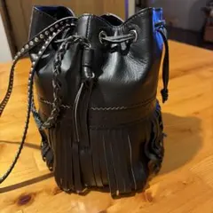 Daniel&Bob 巾着型ショルダーバッグ レザー バケツ スタッズ ブラック 