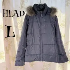 【HEAD ヘッド】ダウンジャケット　Lサイズ 中綿　フォックスファー　淡ブルー