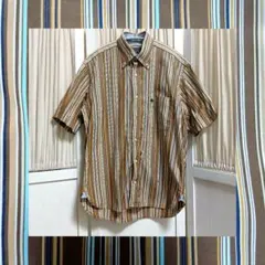 POLO 半袖シャツ ブラウンストライプMサイズ