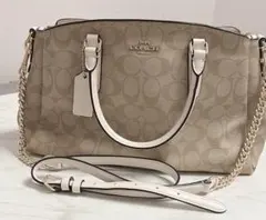 COACHベージュ ショルダーバッグ 合成皮革