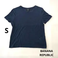 BANANA REPUBLIC レディース 半袖Tシャツ Sサイズ ネイビー 麻