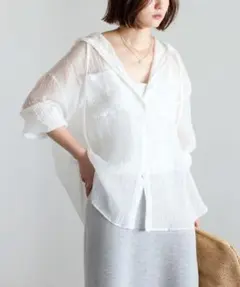 残1【新品・タグ付】フードシアーシャツ/BONJOUR SAGANのサムネイル
