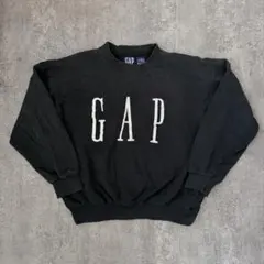 90s old GAP フェードブラック ギャップ デカロゴ 刺繍 スウェット