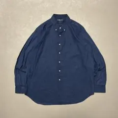 Ralph Lauren 90sシルク混BDシャツ同色ポニー刺繍BLAKE高級感