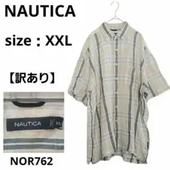 00s NAUTICA メンズ 半袖シャツ ライトベージュと青 XXL 大きい