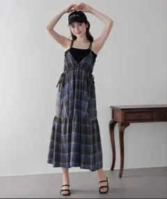 nairo チェックドレープデザインノースリーブワンピース - メルカリ
