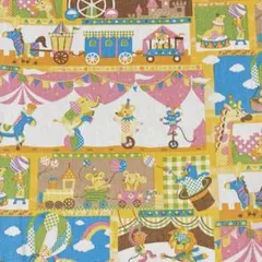 アニマル　サーカス柄　レトロ生地　希少　コスモテキスタイル　ハッピーチャンネル