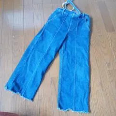 GLOBAL WORK　デニムワイドパンツ フリンジ裾　130