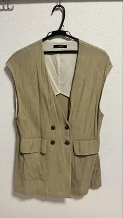 w closet ベージュ ダブルボタン ベスト