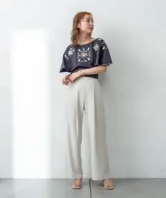 スラックス ワイドパンツ