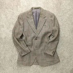 Vintage トラッド テーラードジャケット L ベージュ チェック柄
