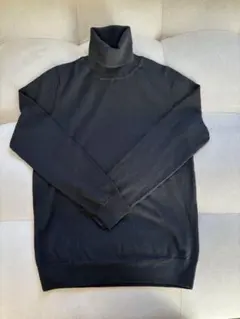 無印良品ブラック ウール タートルネック セーター レディースL