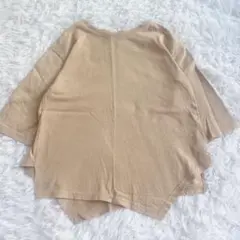 ナルミヤインターナショナル　バックプリント変形7分袖Tシャツ　ベージュ　140