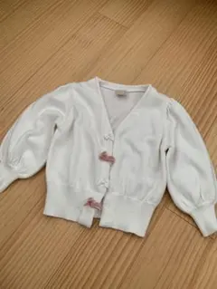 ホワイト ニット カーディガン バルーンスリーブ