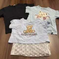 キッズ Tシャツ 3枚セット クマ柄 スパンコール レイヤードのサムネイル