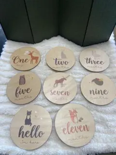 月齢フォト　木製　ナチュラル　誕生日　マンスリーカード　マンスリーフォト