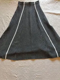 チェック柄ニットフレアニットロングスカート