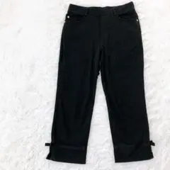 美品　プロバドール　クロップドパンツ　ストレッチ　ウエストゴム　グログランリボン