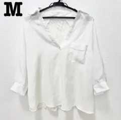 イング　五分袖　七分袖　ブラウス　シャツ　レース　花柄　ホワイト