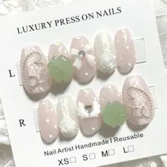 現品୨୧韓国ウィッシュコアネイルチップ　ラメ　ピンク　クローバー羽　バレリーナ