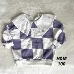 H&M エイチアンドエム　トレーナー　100 チェック　きのこ　長袖　子供
