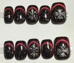 クロムネイル マグネット 赤黒 クロス 韓国