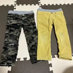 2枚セットMPS ライトオン ロングパンツ 迷彩・黄 100cm(記名あり)
