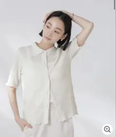 NANO universe ジャガードカットシャツ 半袖　アイボリー