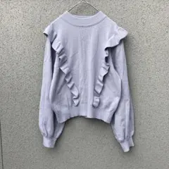 2494【MAJESTIC LEGON】M♡フリル長袖ニット バルーン袖 薄紫