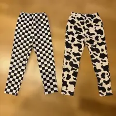 キッズロングパンツ チェック柄 牛柄 2点セット