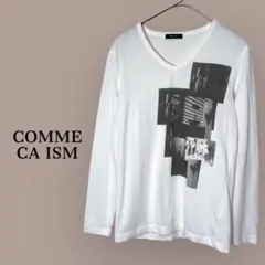 コムサイズム/長袖カットソー/ ロンT/Ｖネック/フォトデザイン/S
