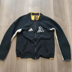 【130 美品】adidas 黒 ジップアップジャケットオレンジ