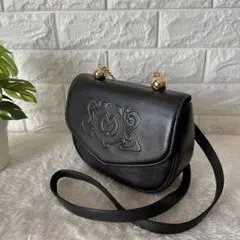 mila schn ミラショーン ショルダーバッグ 黒 レザー ゴールド金具