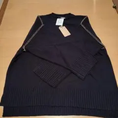 【新品】ブラックアクリルウール混合 ニット L