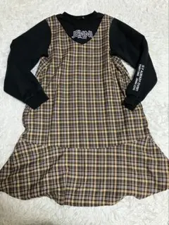 【美品】　JENNI チェック柄ワンピース 長袖　160