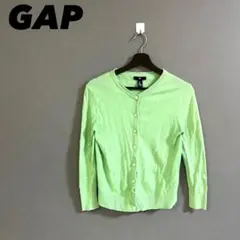【a3301】GAP 長袖カーディガン グリーン M コットン100%