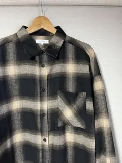古着 チェックシャツ シャドーチェック オンブレ レーヨンシャツ ストリート