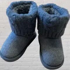 【美品】GRIP GLAPP キッズ ニット切替ボアブーツ 14.0cm グレー