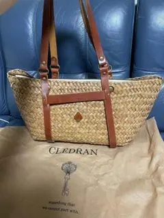 クレドラン CLEDRAN 革×麦わら×帆布バッグ