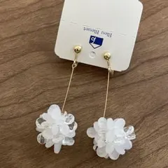 【未使用】Bleu Bleuet フラワーモチーフ ロングイヤリング