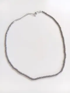 グレー ビーズ ハンドメイド ネックレス