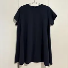 coca エンボス加工 Aライン 半袖チュニック ネイビー　Mサイズ